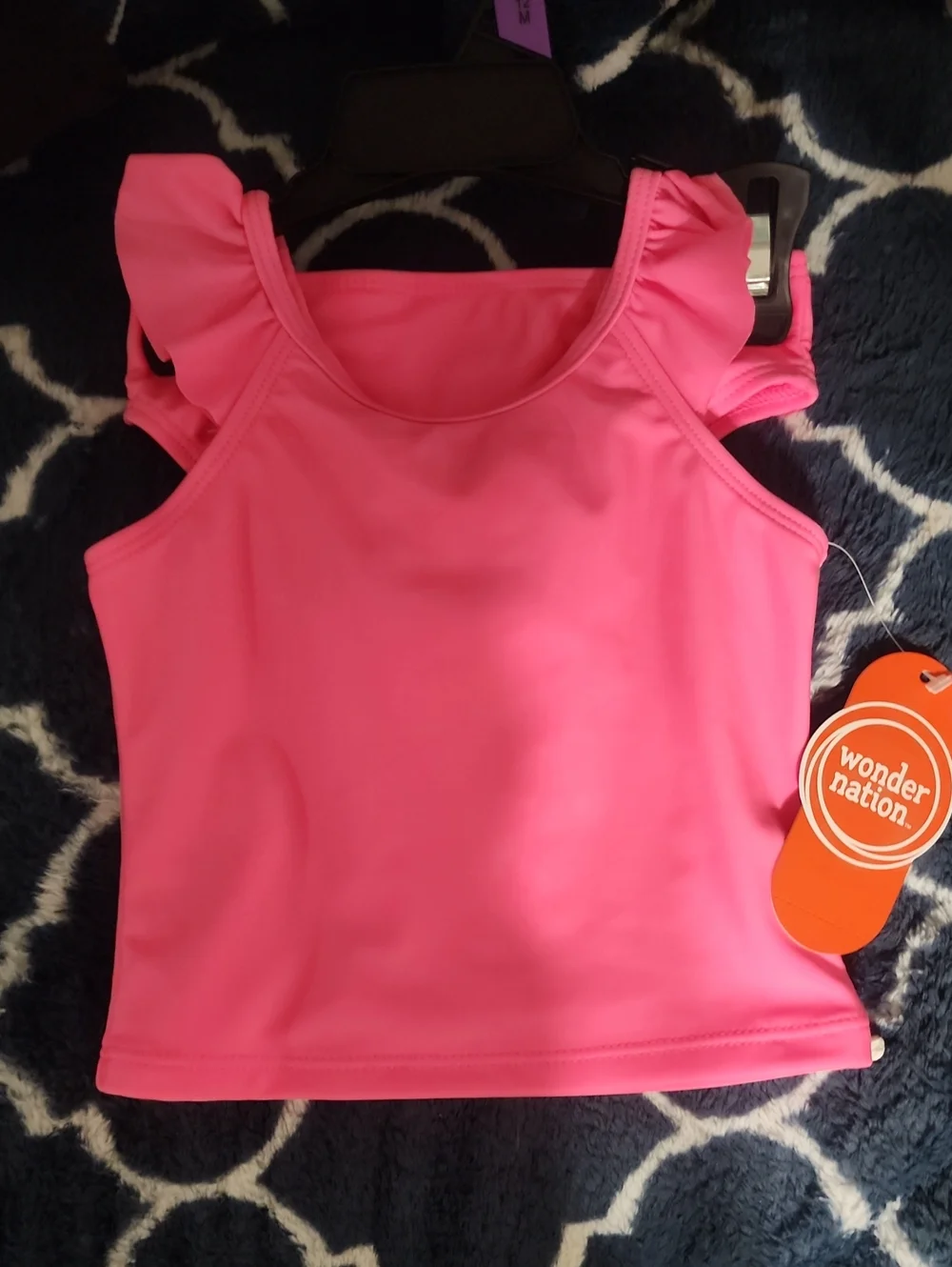 wonder nation Pink Ruffle-Shoulder Tankini Set Size 12m